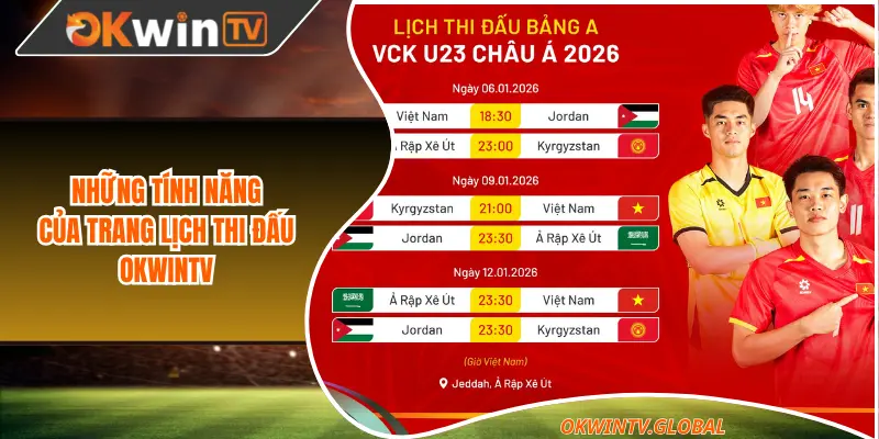 Những tính năng của trang lịch thi đấu OkwinTV